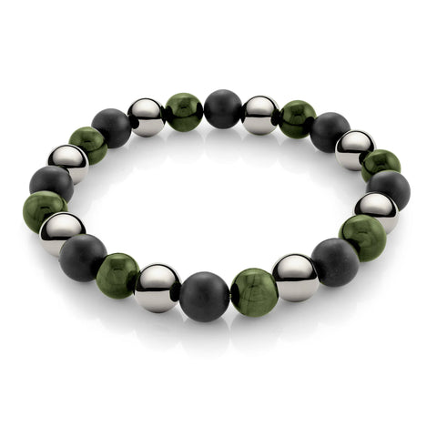 Green Tiger Eye and Hematite Bracelet | Italgem Steel - Tricia's Gems