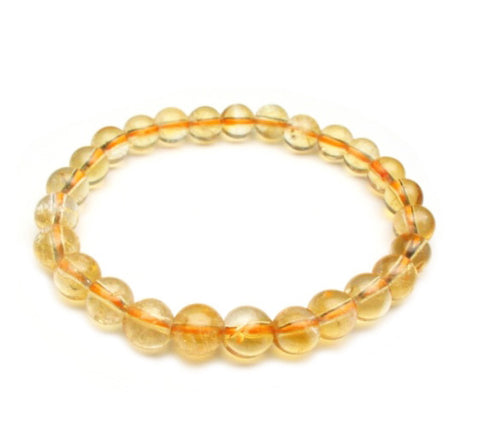 Polished citrine stretch bracelet with round gemstone beads
