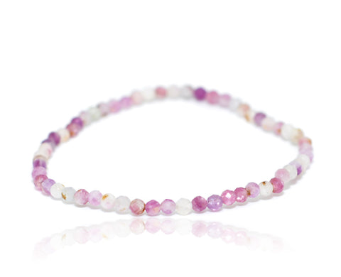 Polished lepidolite stretch bracelet with round gemstone beads