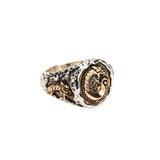 Silver or Silver and Bronze Dragon Coin Ring Large | Keith Jack