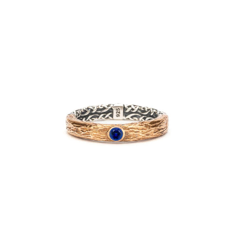 Silver and Bronze Alchemy Ring - Lab Grown Blue Sapphire | Keith Jack