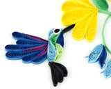 Handcrafted Quilled Birthday Hummingbird Greeting Card with colourful paper art design