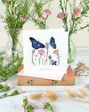 Handcrafted Quilled Blue Butterfly Birthday Greeting Card with detailed butterfly paper art
