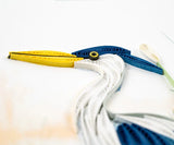 Quilled Blue Heron Greeting Card featuring a majestic blue heron in shades of blue