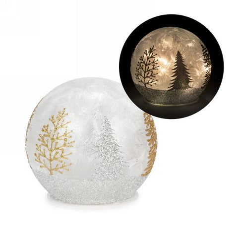 Led Globe With Gold And Silver Trees - Tricia's Gems