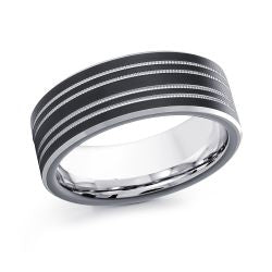 Malo CB-506 White/Black Cobalt Wedding Band - 8mm