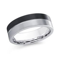 Malo CB-507 White/Black Cobalt Wedding Band - 7mm