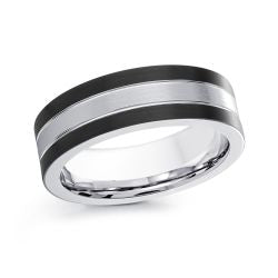 Malo CB-508 White/Black Cobalt Wedding Band - 7mm