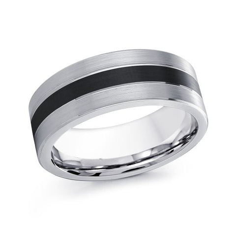 Malo CB-509 8mm white/black cobalt wedding band