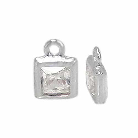 Square Clear Stone Charm | Permanent Jewelry - Tricia's Gems