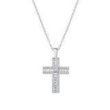 Baguette-cut White CZ Cross Pendant Necklace | Amen - Tricia's Gems