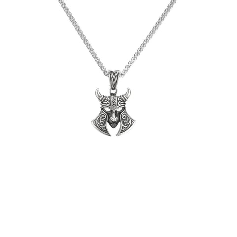 Keith Jack oxidized silver Viking helmet pendant on sterling silver chain