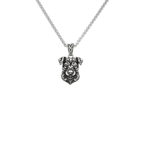 Keith Jack oxidized silver dog pendant  on sterling silver chain