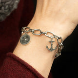 Oxidized Silver Hinged Paperclip Link Charm Bracelet | Keith Jack
