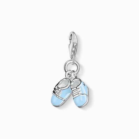 Charm pendant shaped as blue baby shoes