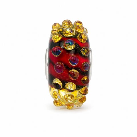 Trollbeads Murano Glass Bead – Red, Amber & Bubble Design