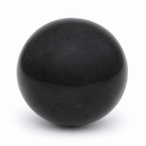 A polished Shungite black stone sphere 30mm,  shown on a clean white background with a soft shadow underneath.