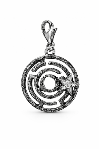 Silver Maze Pendant with CZ Star for accent