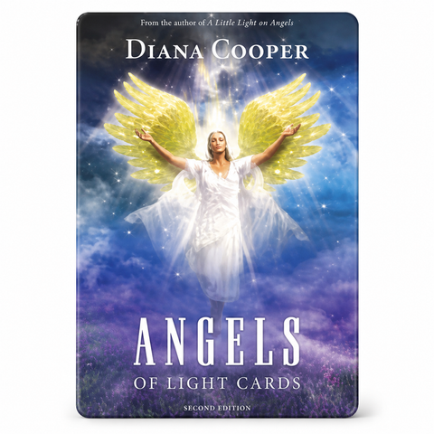 Angels of Light Cards by Diana Cooper angel oracle deck with gold winged angel artwork