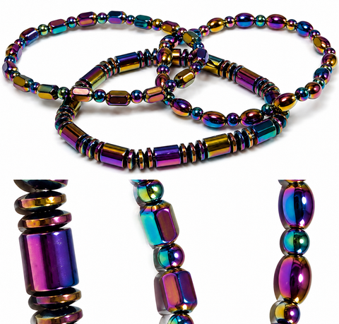 Magnetic Hematite Rainbow Bracelets - Single Strand product photo on white background
