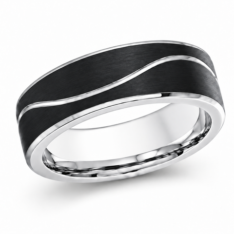 Malo CB-510 White/Black Cobalt Wedding Band - 7mm