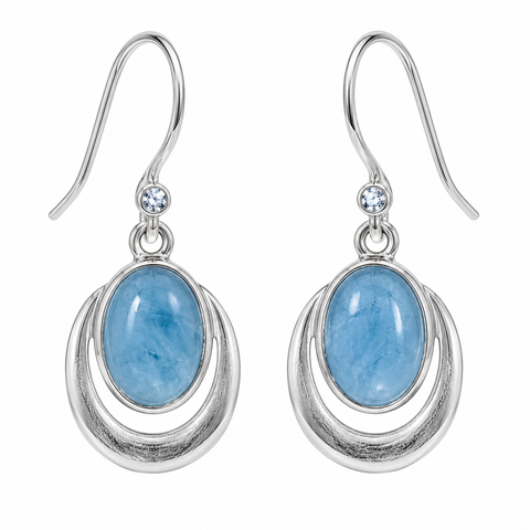 Pair of pale blue aquamarine drop earrings, SE1126