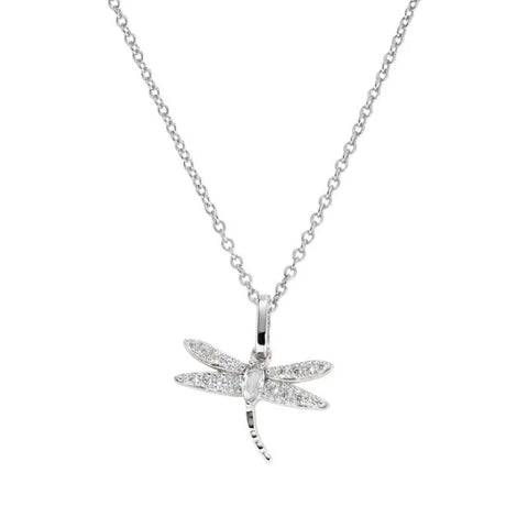 Silver Cubic Zirconia Dragonfly Necklace | Amen - Tricia's Gems