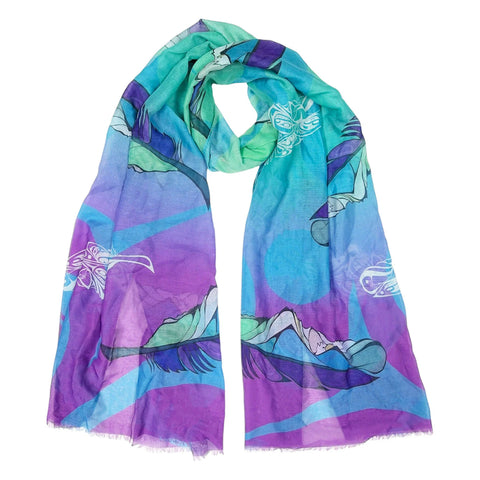 Michelle Stoney Healing Feather Eco Scarf featuring Gitxsan artwork