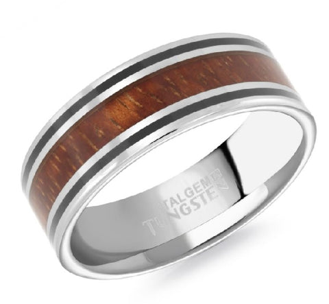 Elon Tungsten Carbide Fiber Wood Inlay Ring | Italgem Steel - Tricia's Gems