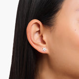 Ear Studs With White Stones and White Cold Enamel Silver | Thomas Sabo - Tricia's Gems
