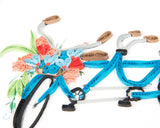 Anniversary bicycle paper quilling greeting card with red heart balloons and colourful flowers