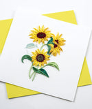 Sunflower paper quilling greeting card symbolizing happiness and loyalty