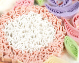Wedding cake paper quilling greeting card celebrating love and marriage