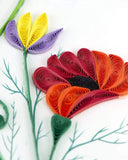 Birthday wildflowers paper quilling greeting card in yellow, purple, pink, and orange hues