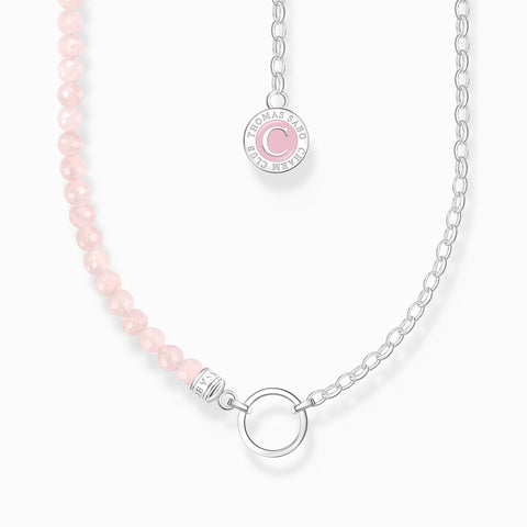Member Charm Necklace with Beads of Rose Quartz and Charmista Coin Silver | Thomas Sabo - Tricia's Gems