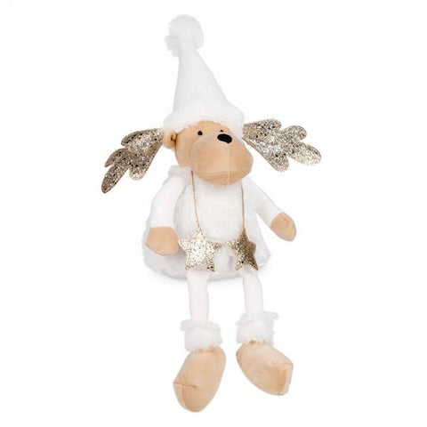 White Reindeer Door Stopper With Glitter - Tricia's Gems