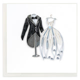 Quilling Card Wedding Tux and Gown handcrafted paper quilled wedding greeting card
