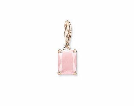 Thomas Sabo Large Pink Stone Charm Pendant Silver with Rose Gold Plating | Retired