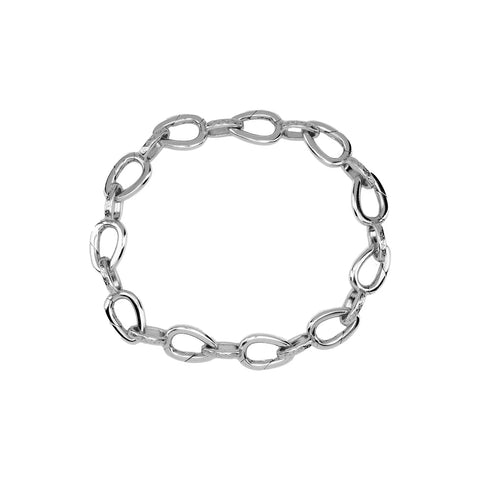 Keith Jack oxidized sterling silver hinged stirrup link charm bracelet