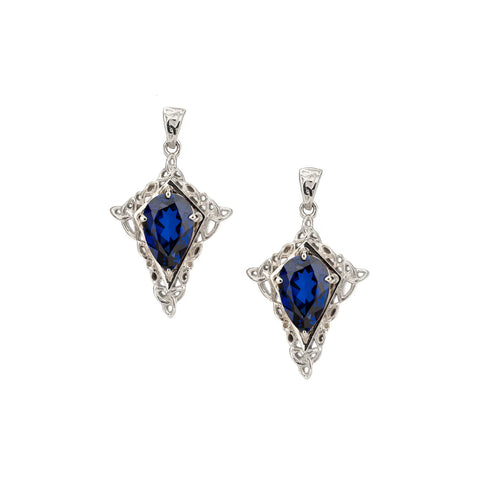 Silver and Lab Grown Blue Sapphire Drop Earrings – Alchemy & Echoes Collection