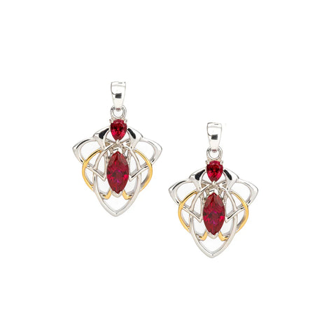 Silver and 18k Vermeil with Lab Grown Rubies Angel Drop Earrings