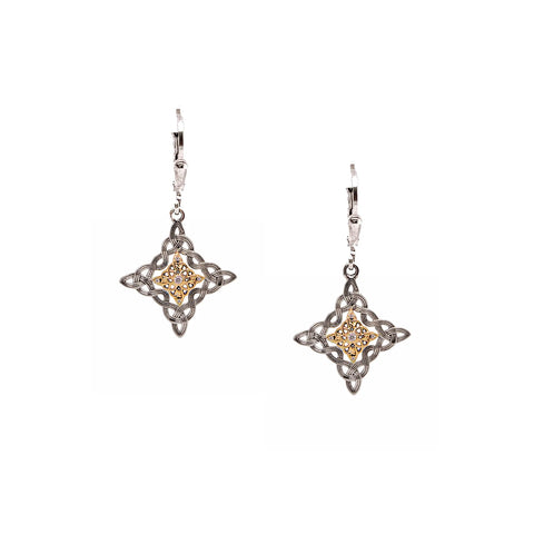 SILVER AND 10K GOLD CELESTIAL LEVERBACK EARRINGS - CZ | Keith Jack - Tricia's Gems