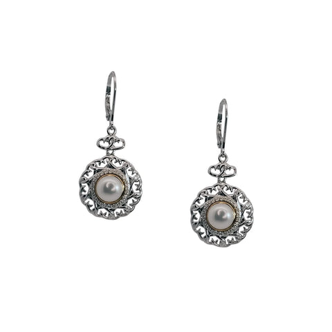 Aphrodite Fresh Water Pearl Silver and 10k Gold Leverback Earrings | Keith Jack - Tricia's Gems