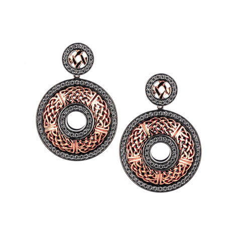 Silver and 10k ROSE Gold Brave Heart Round Earrings | Keith Jack / RETIRED