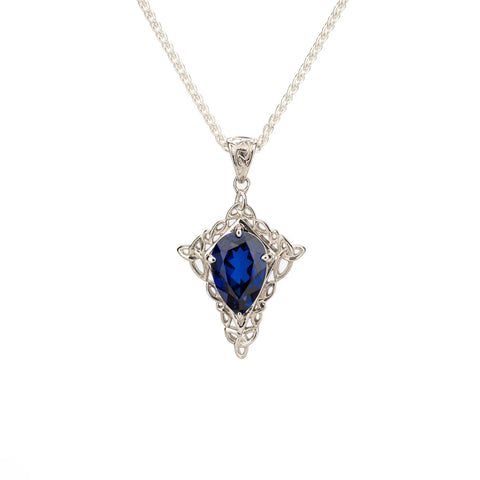 Silver and Lab Grown Blue Sapphire Pendant | Keith Jack