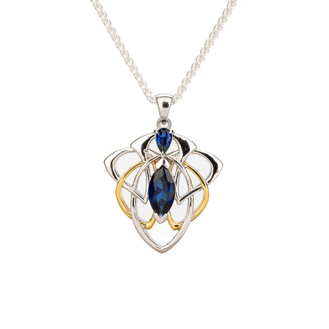 Silver and 18k Vermeil and Lab Grown Sapphire Alchemy Angel Pendant | Keith Jack