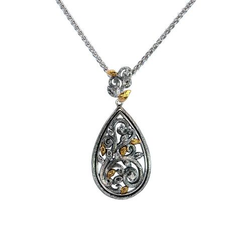 Silver And 10k Gold Tree Of Life Pendant - Cubic Zirconia | Keith Jack - Tricia's Gems