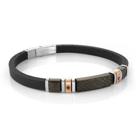 5mm Silicone Bracelet Black | Italgem Steel - Tricia's Gems