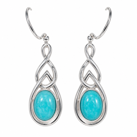 Pair of amazonite sterling silver Celtic-style drop earrings with shepherd hooks, SE1124