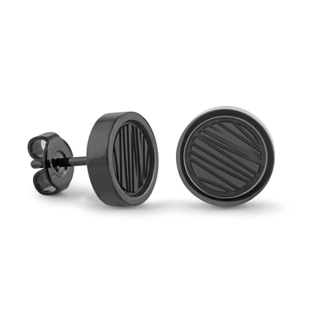 Black Brushed Stud Earrings | Italgem Steel - Tricia's Gems